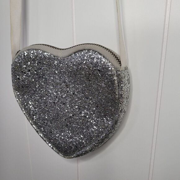 Crewcuts Heart Purse Silver Speckled Glitter - Picture 3 of 8